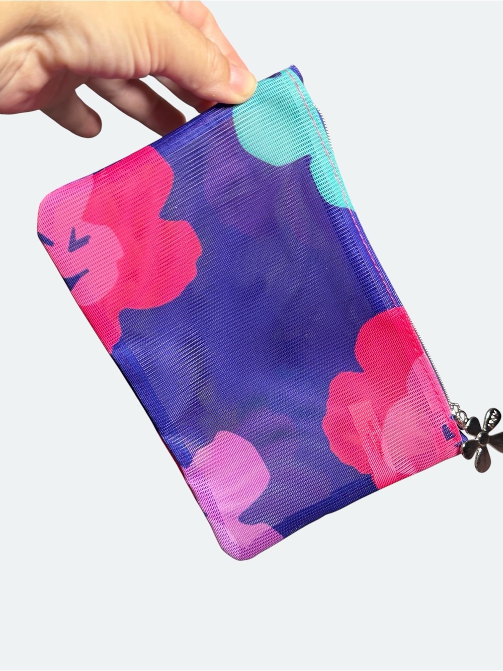 Floral Mesh Cosmetic Pouch - Purple & Pink NEW - Picture 4 of 5